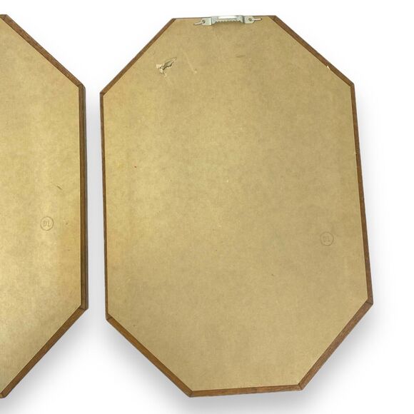 Kathleen Casey 1980s Framed Pictures Boy Girl‎ Hexagon 2 PC Vintage Decor A18G - Picture 8 of 12